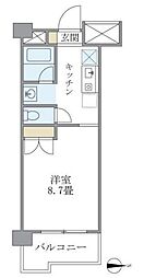 オクト・フラッツ・K 4階1Kの間取り