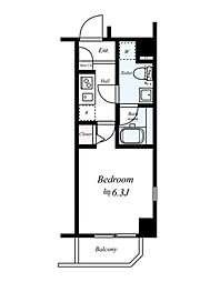 アプレシティ本駒込 2階1Kの間取り