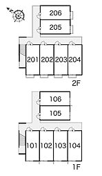 レオパレス坂戸千代田 2階1Kの間取り
