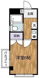 ハイムカトレア田無II 2階1Kの間取り