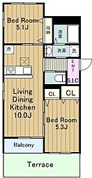 フリージア 2LDKの間取図画像