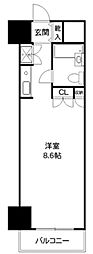 ストーク北新宿 8階ワンルームの間取り