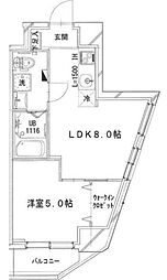 シャトーライフ相模原II 2階1LDKの間取り