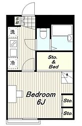 レオパレス多摩ハッピーランド 1階1Kの間取り