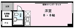 グリーンハウスNo8 1階ワンルームの間取り