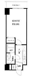 コモド川崎 1Kの間取図画像