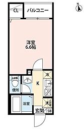 ログリア 2階1Kの間取り