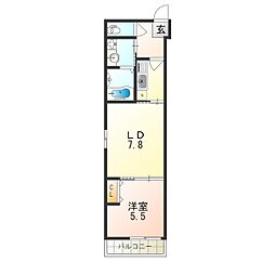 阪急神戸本線 園田駅 徒歩8分の賃貸アパート 2階1LDKの間取り