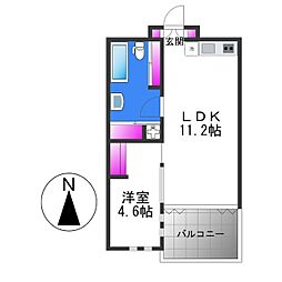 奏住庵 4階1LDKの間取り