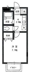 エスティハウス代沢A棟 1階1Kの間取り