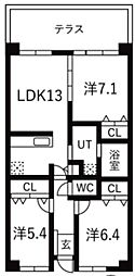 シティコート目黒1号棟 3LDKの間取図画像