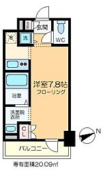 カスタリア門前仲町2 ワンルームの間取図画像