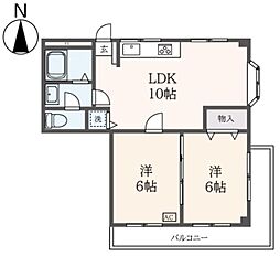 メゾンストーク 2階2LDKの間取り