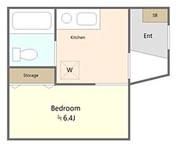 堀越ビル 1階1Kの間取り