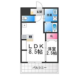 ジーイーオンズ 3階1LDKの間取り