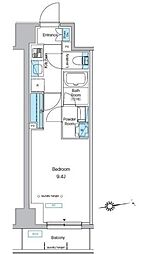 プレディアコート北千住 1Kの間取図画像