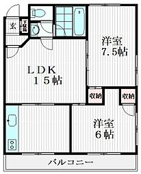 ファミーユ高幡 2LDKの間取図画像