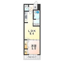 フジパレス中央長田 1LDKの間取図画像
