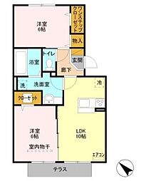 イルソーレ吉川美南アランチャ 2LDKの間取図画像
