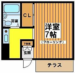 マメゾン羽根木 1階1Kの間取り