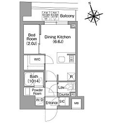 コンフォリア・リヴ八丁堀 1DKの間取図画像