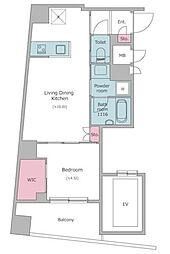 クレヴィアリグゼ西巣鴨 2階1LDKの間取り