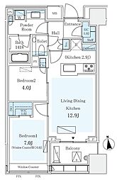 パークコート　ザ・三番町ハウス 6階2LDKの間取り