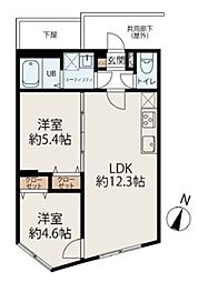 スカイヒルズ中野弥生町 3階2LDKの間取り