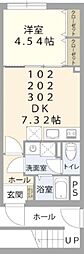 Respect Residence南台 1DKの間取図画像