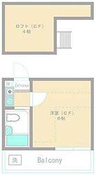 カオパレス5・6 1階1Kの間取り