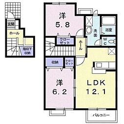 ベイサイド水草 2階2LDKの間取り