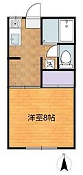 第2稲荷山ハイツB 1Kの間取図画像