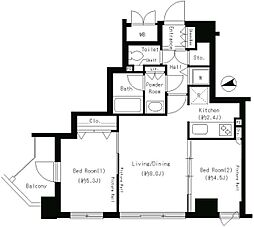 パークアクシス御徒町 2LDKの間取図画像