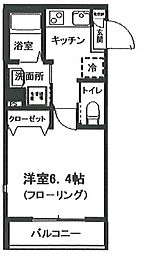 サンヒルズ旗の台 1階1Kの間取り