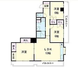 キョーエーマンション末広 3LDKの間取図画像
