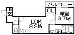 ALEGRIA枚方South 1LDKの間取図画像