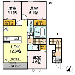 メゾンドプリュネB 3LDKの間取図画像