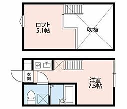 パースペクティブ四つ木 2階ワンルームの間取り