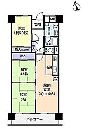 南砂町グリーンハイツ2号棟 3LDKの間取図画像