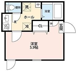 グランクオール三ノ輪 1階1Kの間取り