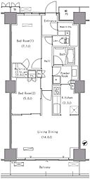 パークアクシス豊洲 4階2LDKの間取り