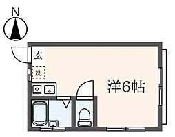 第二吉野ハイム ワンルームの間取図画像