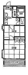 ハイツ坂井 1階2DKの間取り