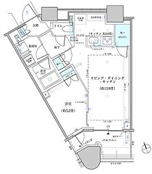 パークタワー勝どきサウス 15階1LDKの間取り