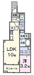 ソレイユ 1階1LDKの間取り