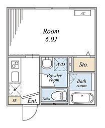 グレースアロー玉川学園 3階1Kの間取り