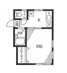 リバーサイド 1Kの間取図画像