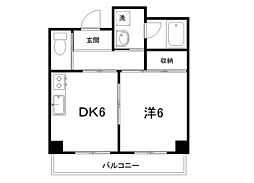 カインド中宝永 1DKの間取図画像