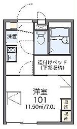 レオパレス府中東 1Kの間取図画像