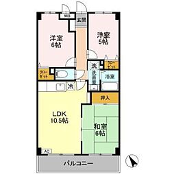 グランデ朝日 3LDKの間取図画像